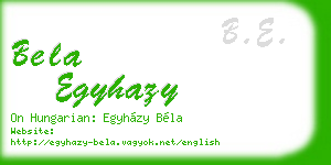 bela egyhazy business card