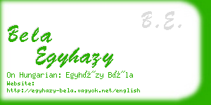 bela egyhazy business card